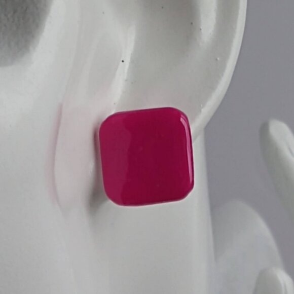 Handmade pink polymer clay earrings. Boucles d'oreilles fait à la main - Picture 6 of 7